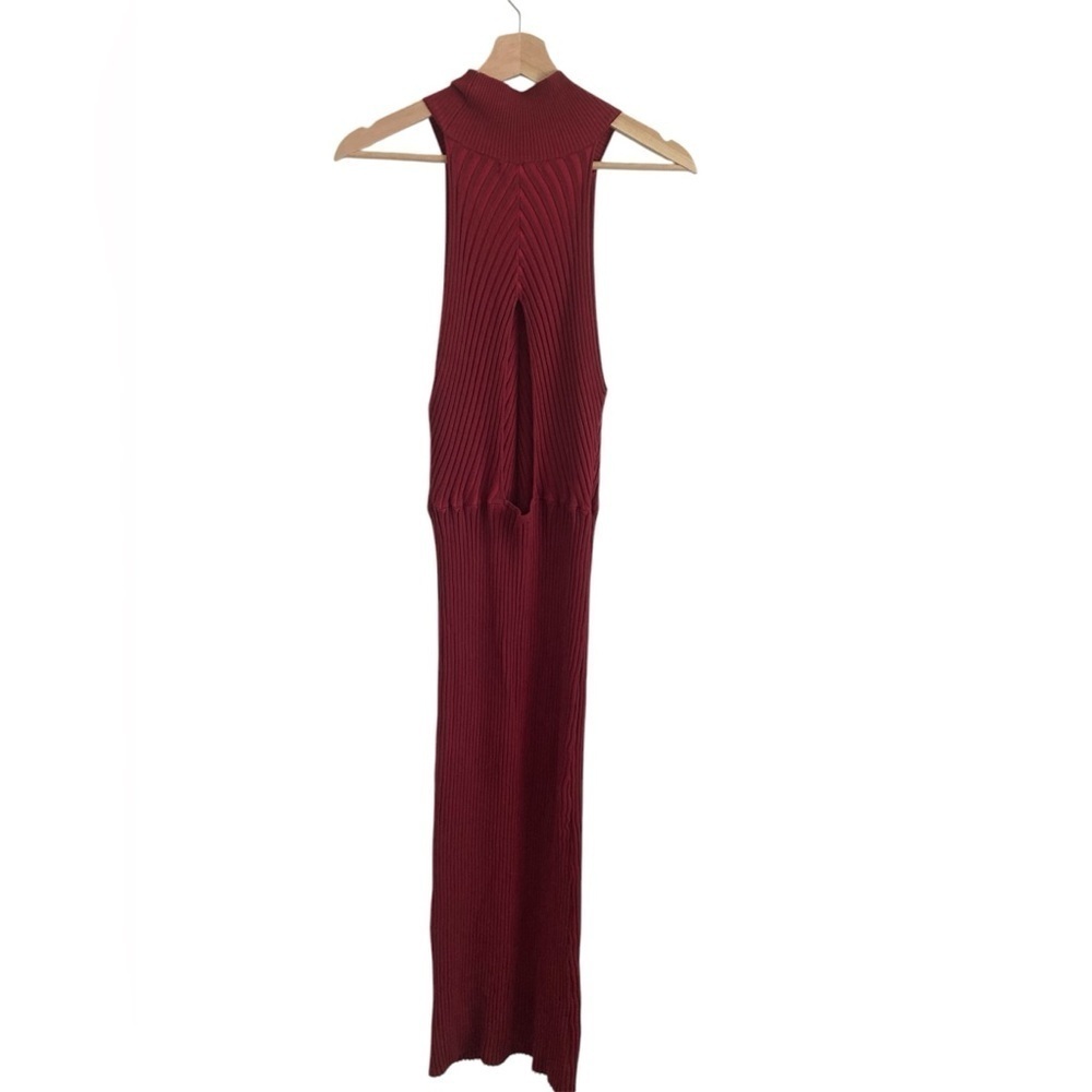 Good American Ribbed Midi Keyhole Dress Stretch in Team Cardinal 5/6 NWT - Picture 4 of 11